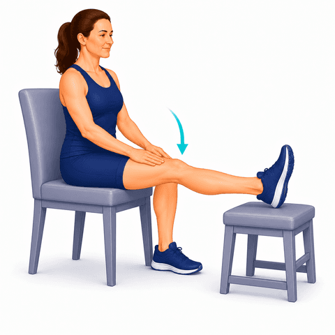 Assisted Knee Extension Stretch exercise illustration