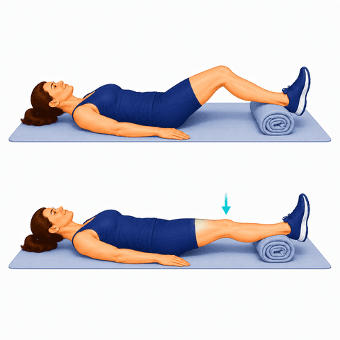 Heel Prop Quad Set exercise illustration