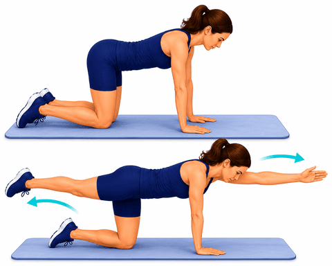 Modified Bird Dog exercise illustration