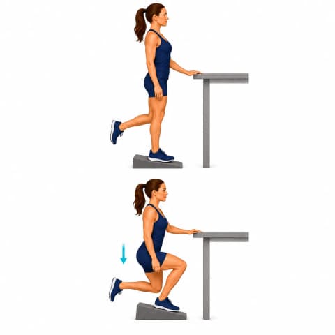 Single-Leg Decline Squat exercise illustration