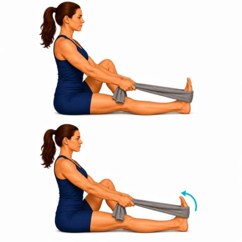 Towel Calf Stretch exercise illustration